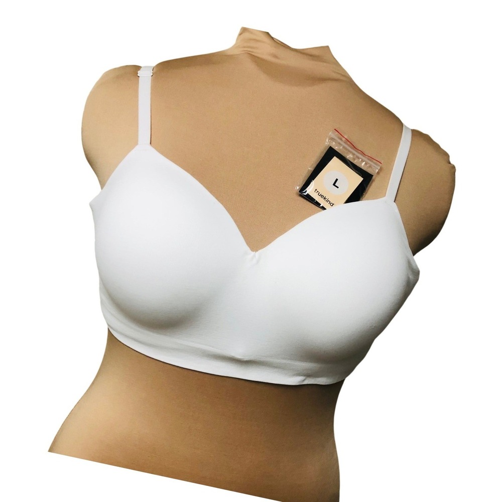 NWT Truekind Supportive Comfort Wireless Bra White Extender Size L